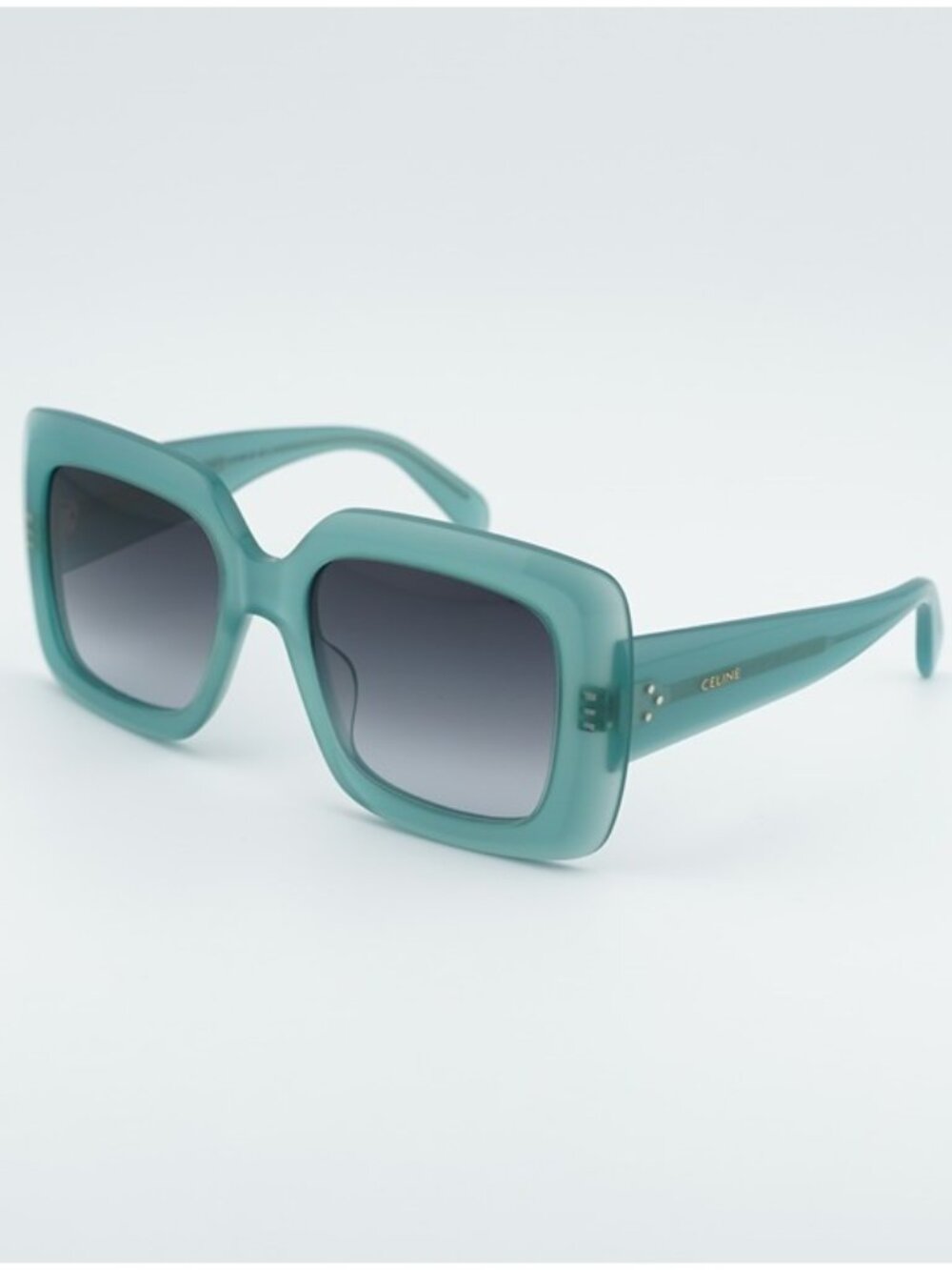 Celine PARIS CL40263I 93B Women Sunglasses Teal Square Frame, Grey Lenses